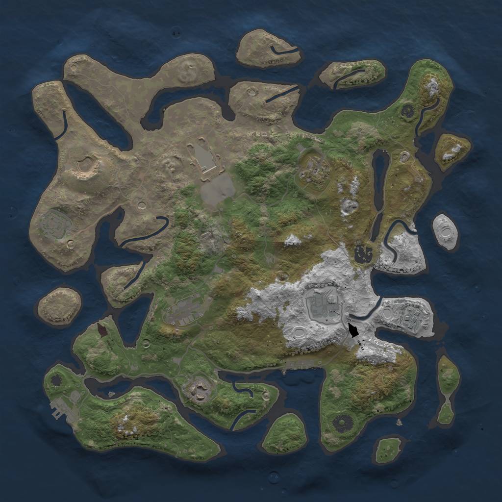 Rust Map: Procedural Map, Size: 3900, Seed: 303567475, 17 Monuments