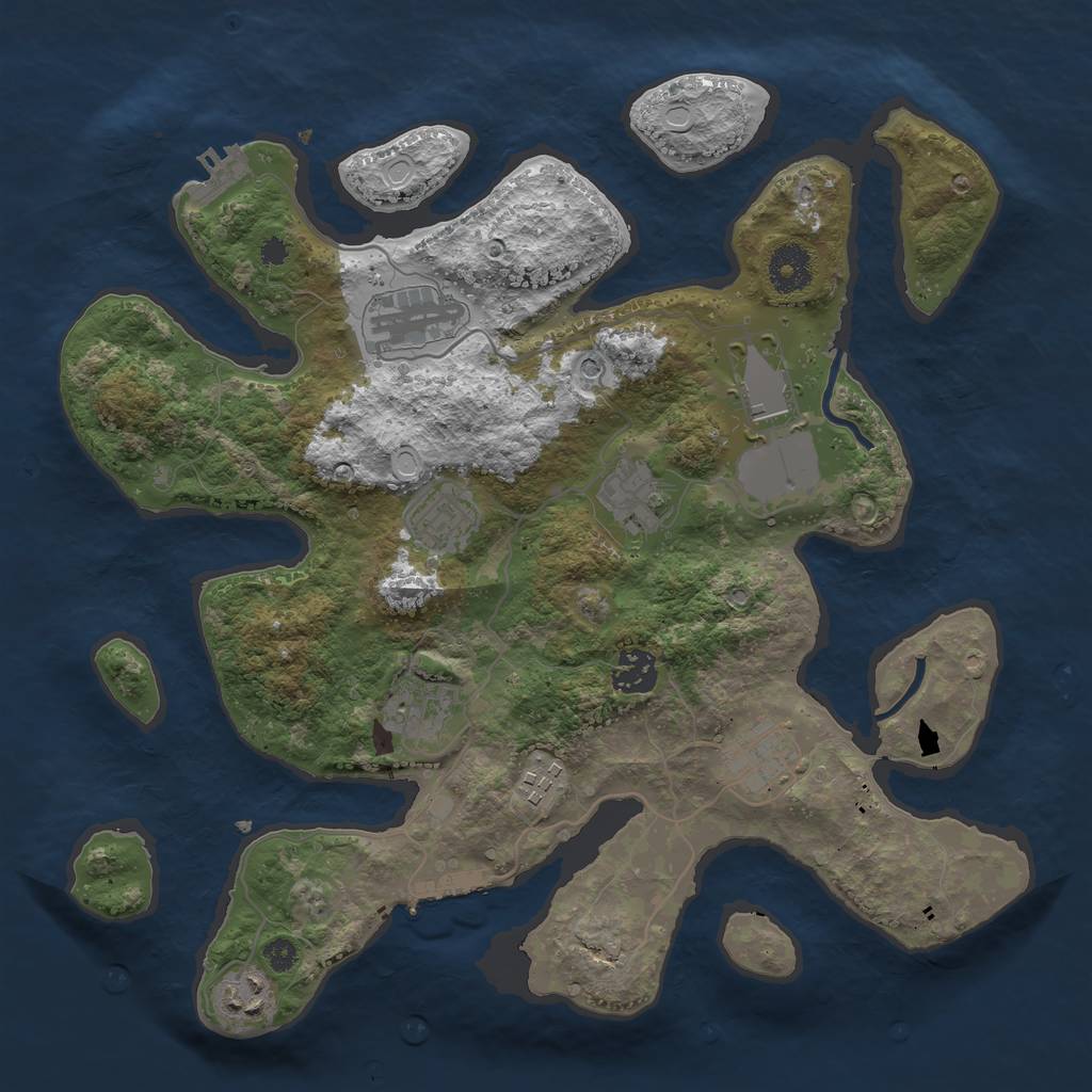 Rust Map: Procedural Map, Size: 3500, Seed: 13543, 17 Monuments