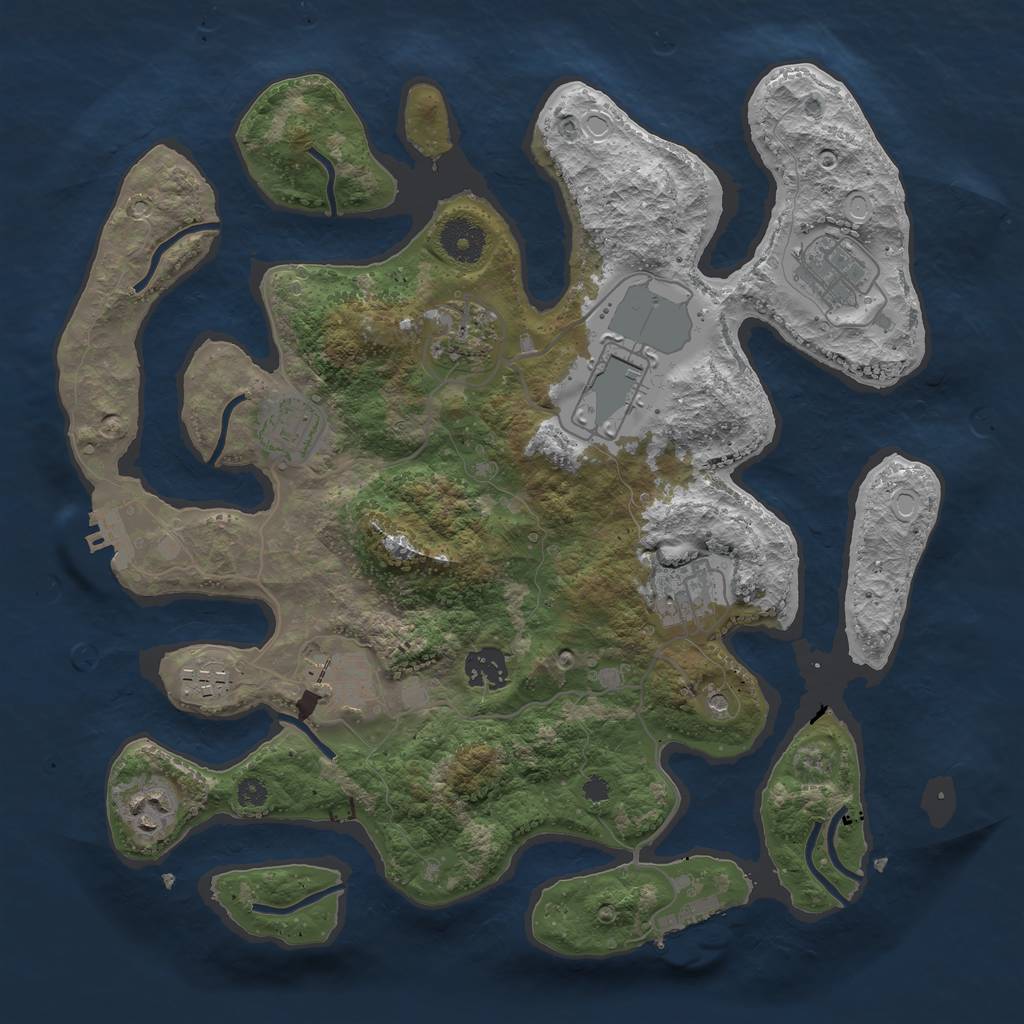 Rust Map: Procedural Map, Size: 3500, Seed: 1514002225, 17 Monuments