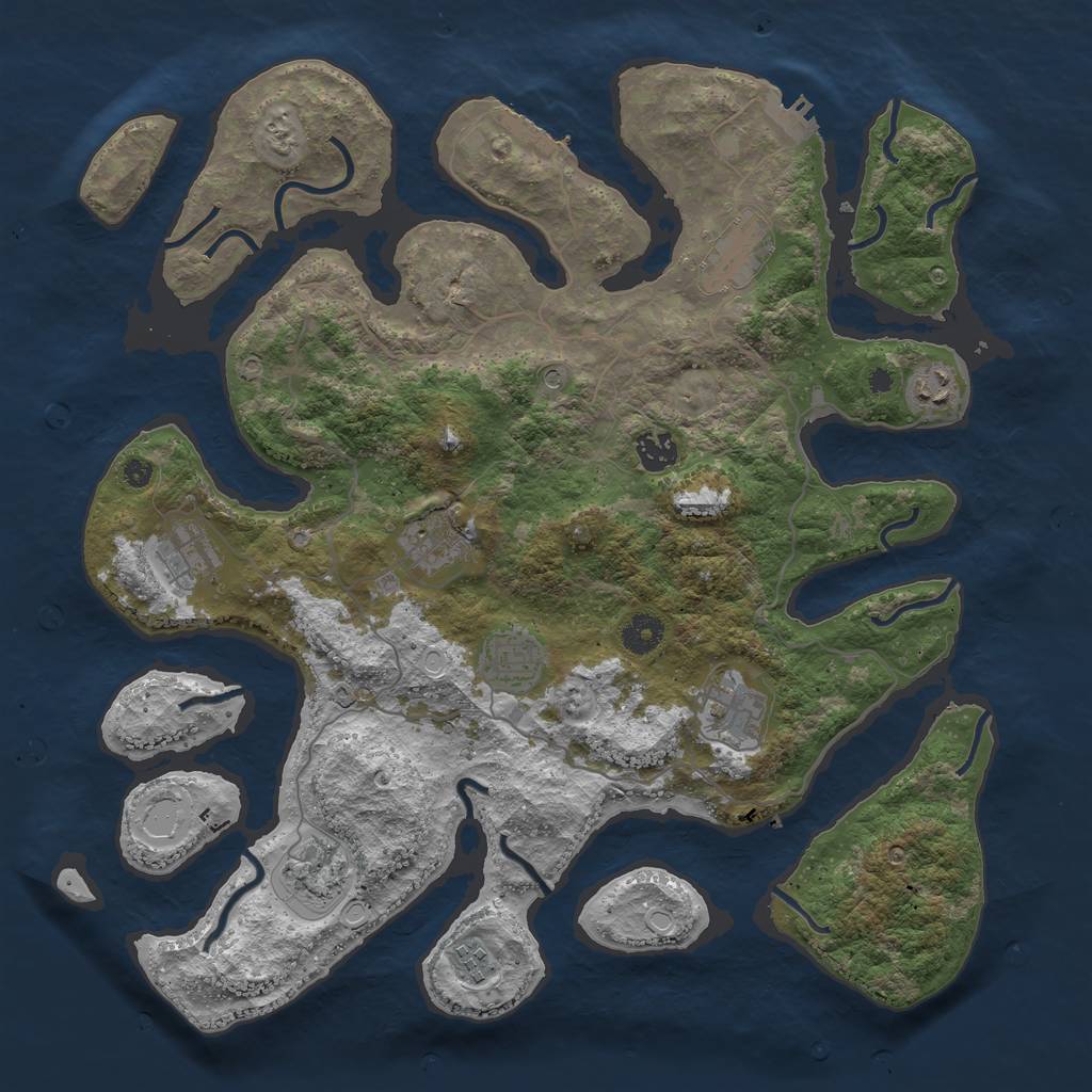 Rust Map: Procedural Map, Size: 4000, Seed: 2147482227, 17 Monuments