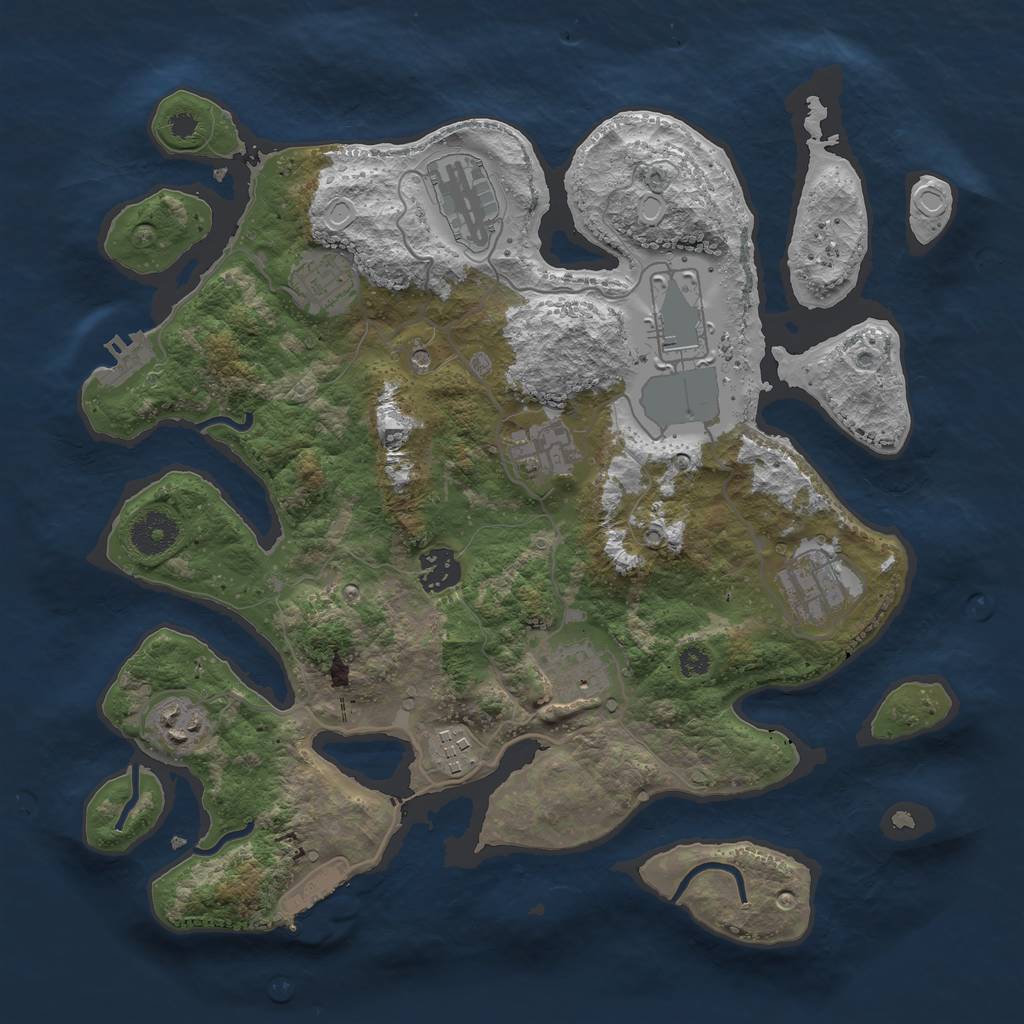 Rust Map: Procedural Map, Size: 3500, Seed: 1499534819, 17 Monuments
