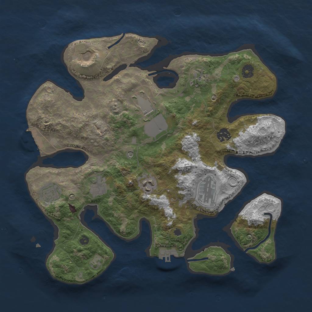 Rust Map: Procedural Map, Size: 3500, Seed: 597050435, 16 Monuments