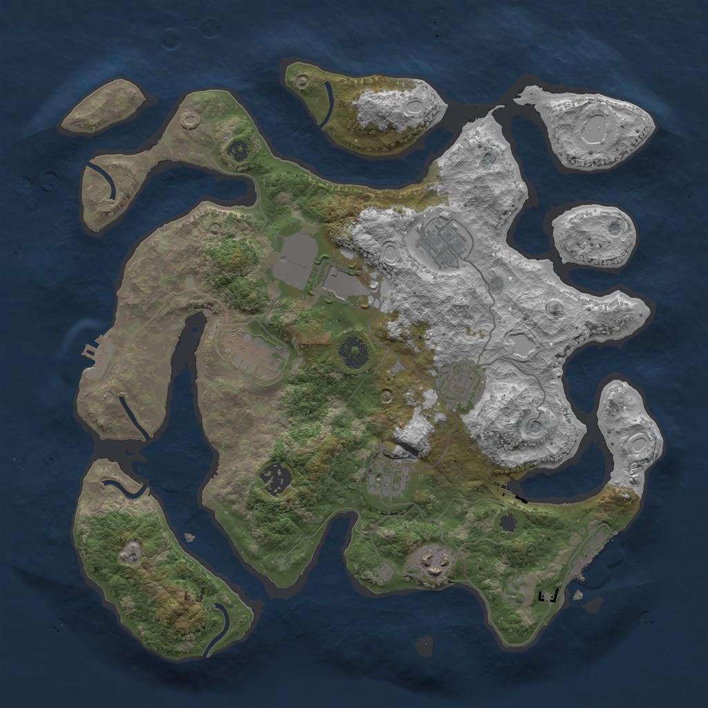 Rust Map: Procedural Map, Size: 3500, Seed: 25634, 15 Monuments