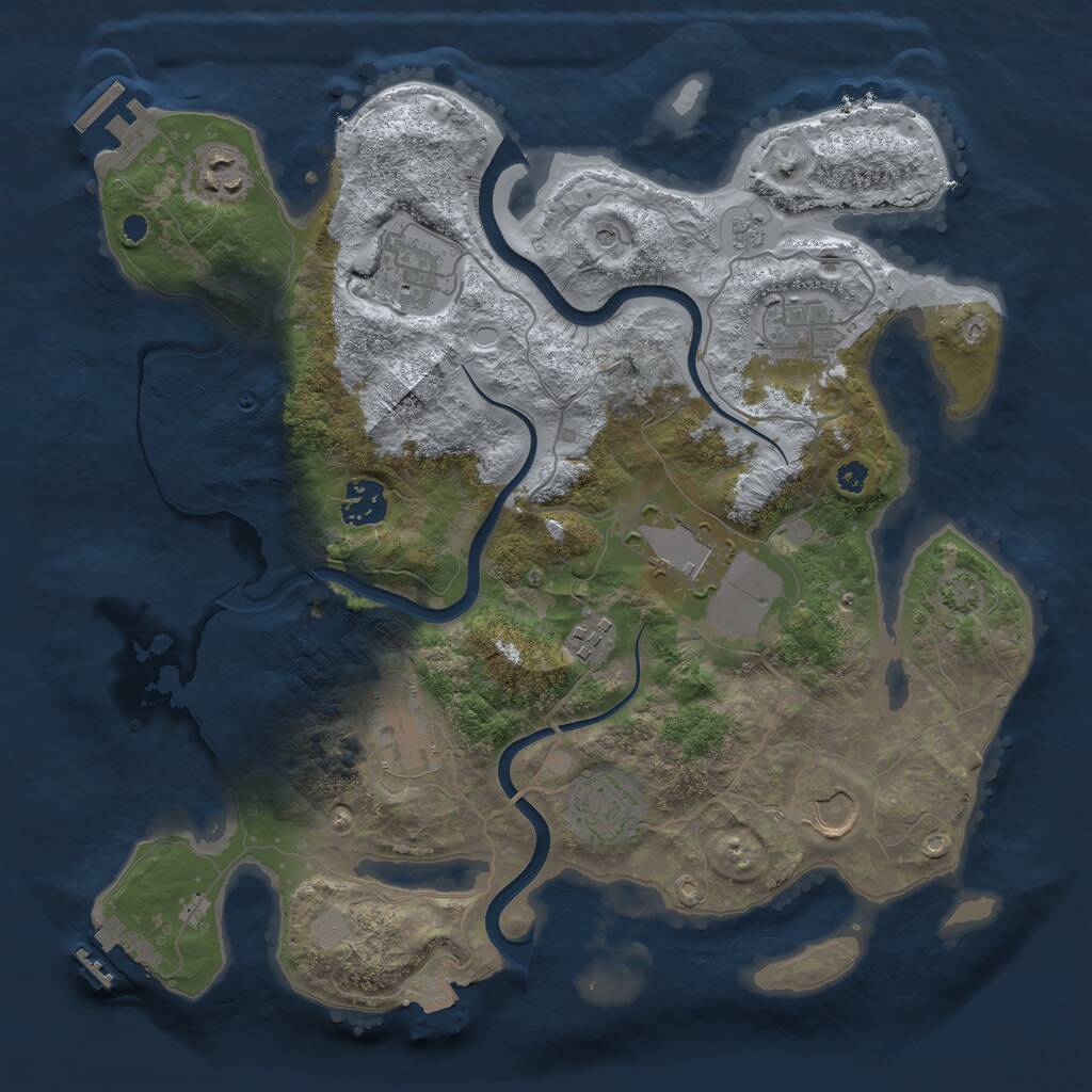 Rust Map: Procedural Map, Size: 3500, Seed: 1247832905, 15 Monuments