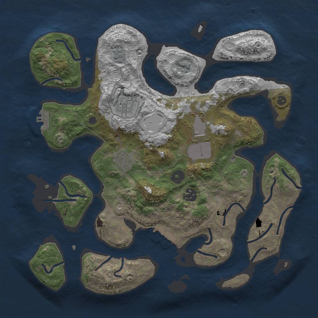 Rust Map: Procedural Map, Size: 3500, Seed: 1247832905, 13 Monuments