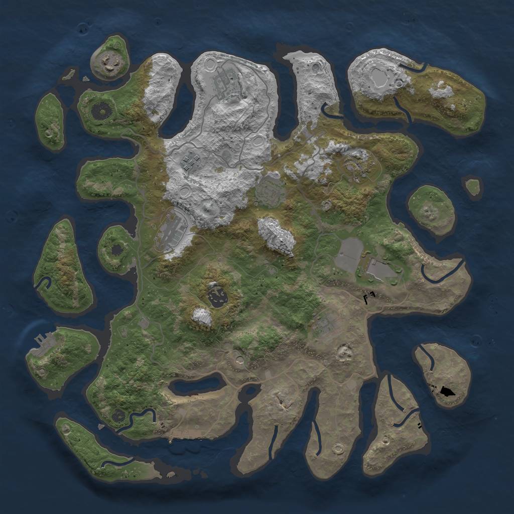 Rust Map: Procedural Map, Size: 4000, Seed: 465457, 17 Monuments