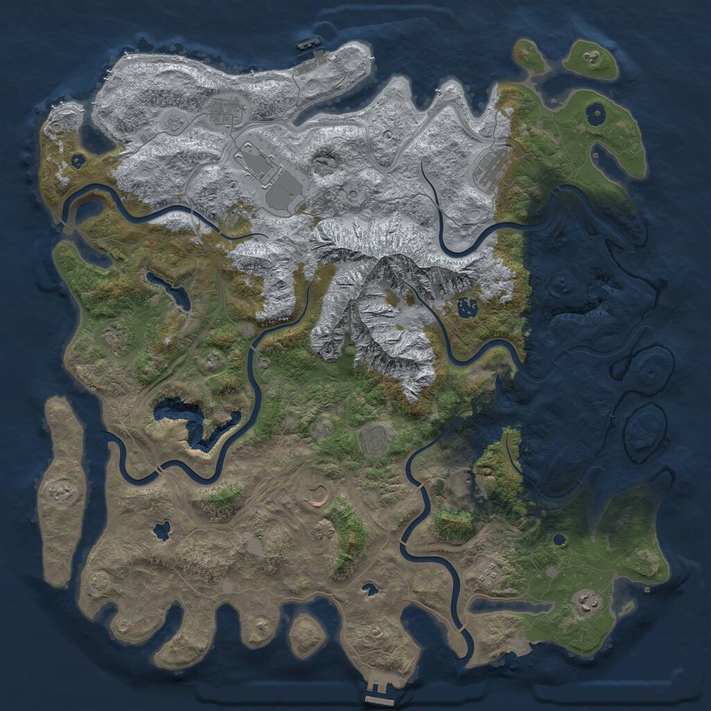 Rust Map: Procedural Map, Size: 5000, Seed: 36487546, 16 Monuments