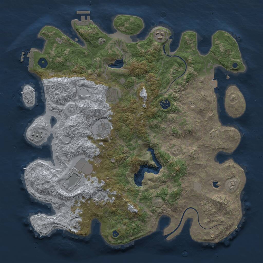 Rust Map: Procedural Map, Size: 4000, Seed: 1049787730, 13 Monuments