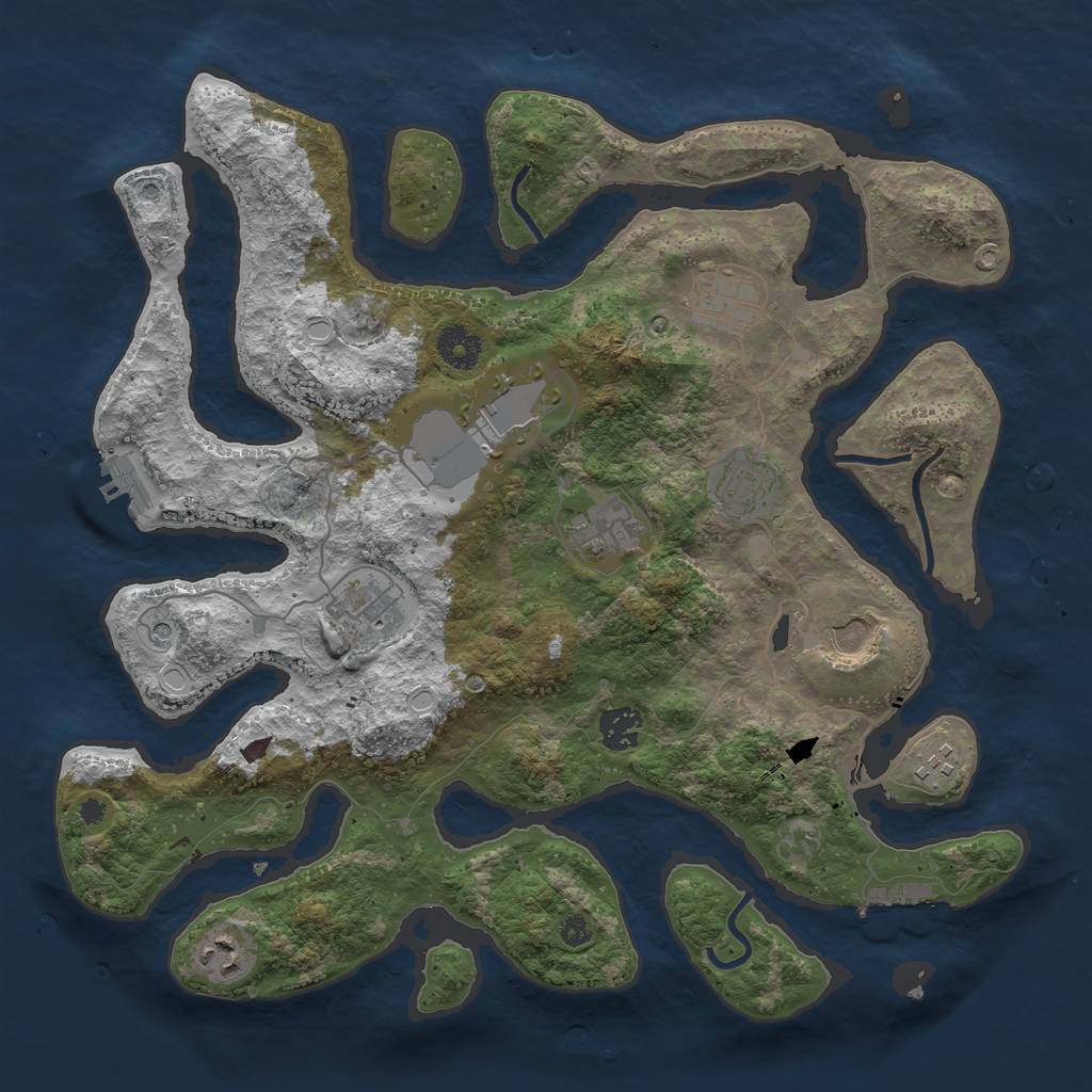 Rust Map: Procedural Map, Size: 3700, Seed: 41510, 17 Monuments