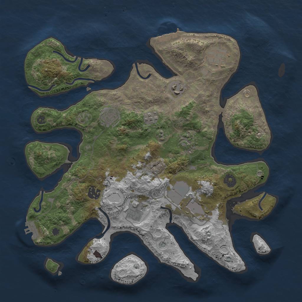 Rust Map: Procedural Map, Size: 3500, Seed: 6384427, 16 Monuments