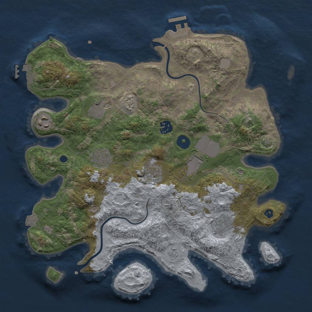 Rust Map: Procedural Map, Size: 3500, Seed: 6384427, 13 Monuments