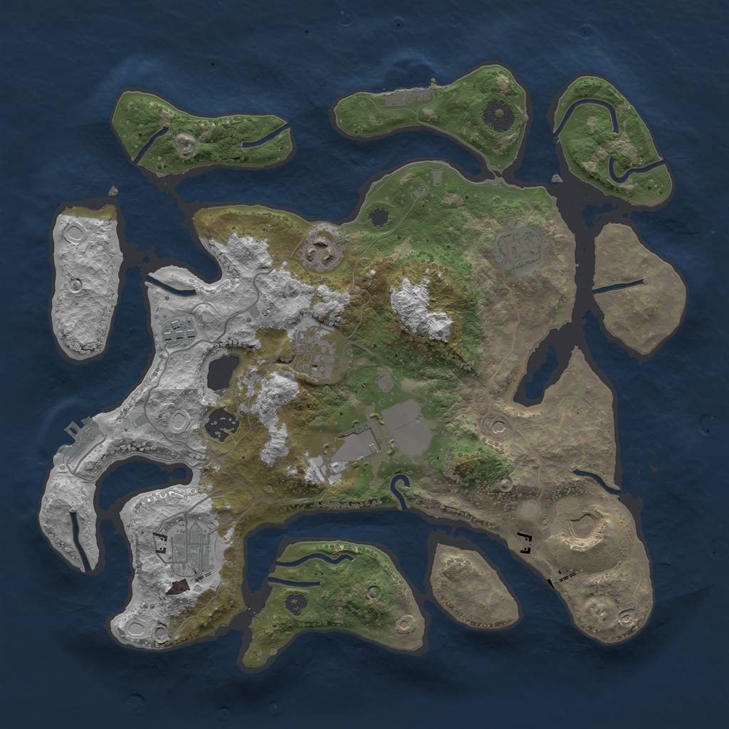 Rust Map: Procedural Map, Size: 3500, Seed: 144539264, 16 Monuments