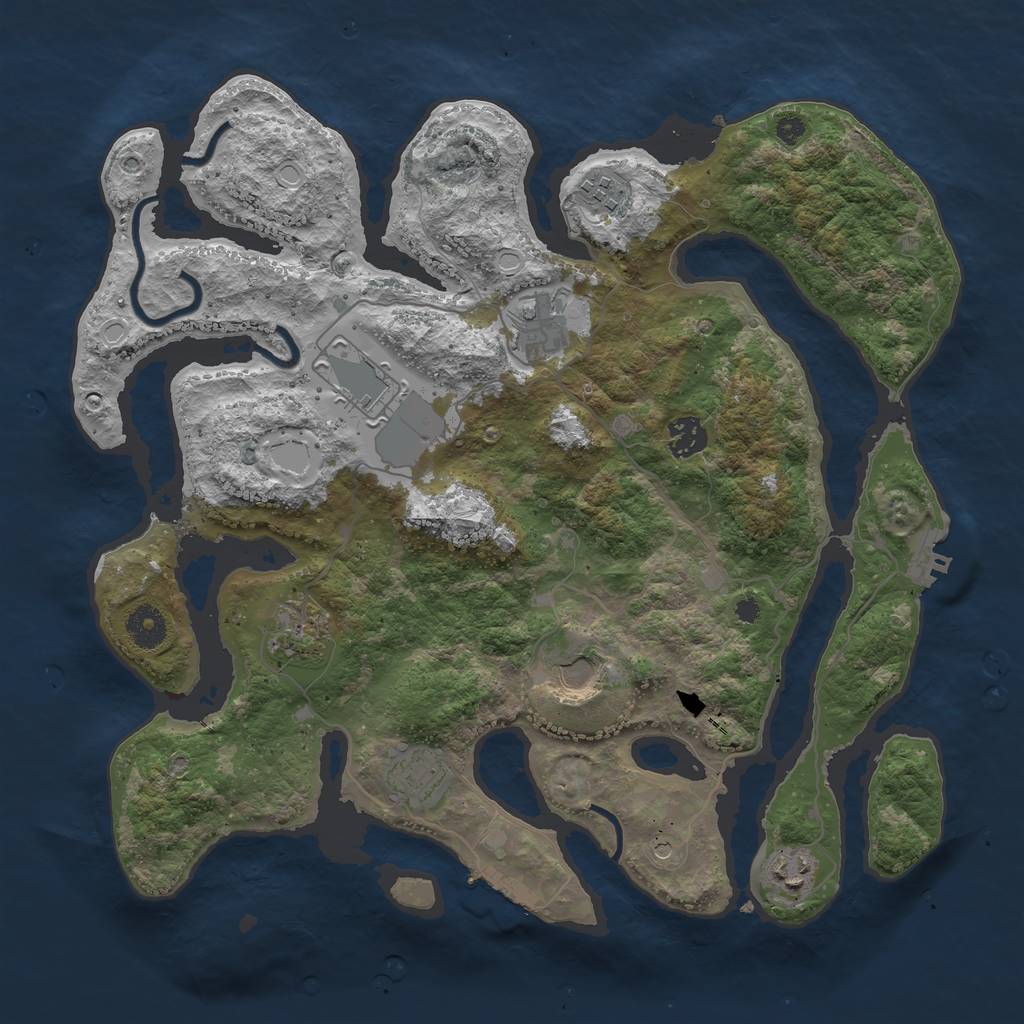 Rust Map: Procedural Map, Size: 3750, Seed: 719, 16 Monuments