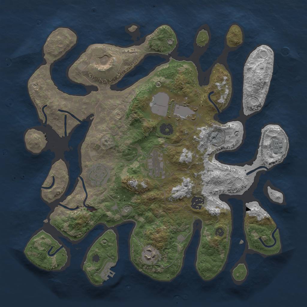 Rust Map: Procedural Map, Size: 3500, Seed: 316710216, 14 Monuments