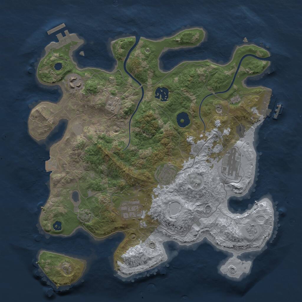 Rust Map: Procedural Map, Size: 3200, Seed: 1981, 12 Monuments