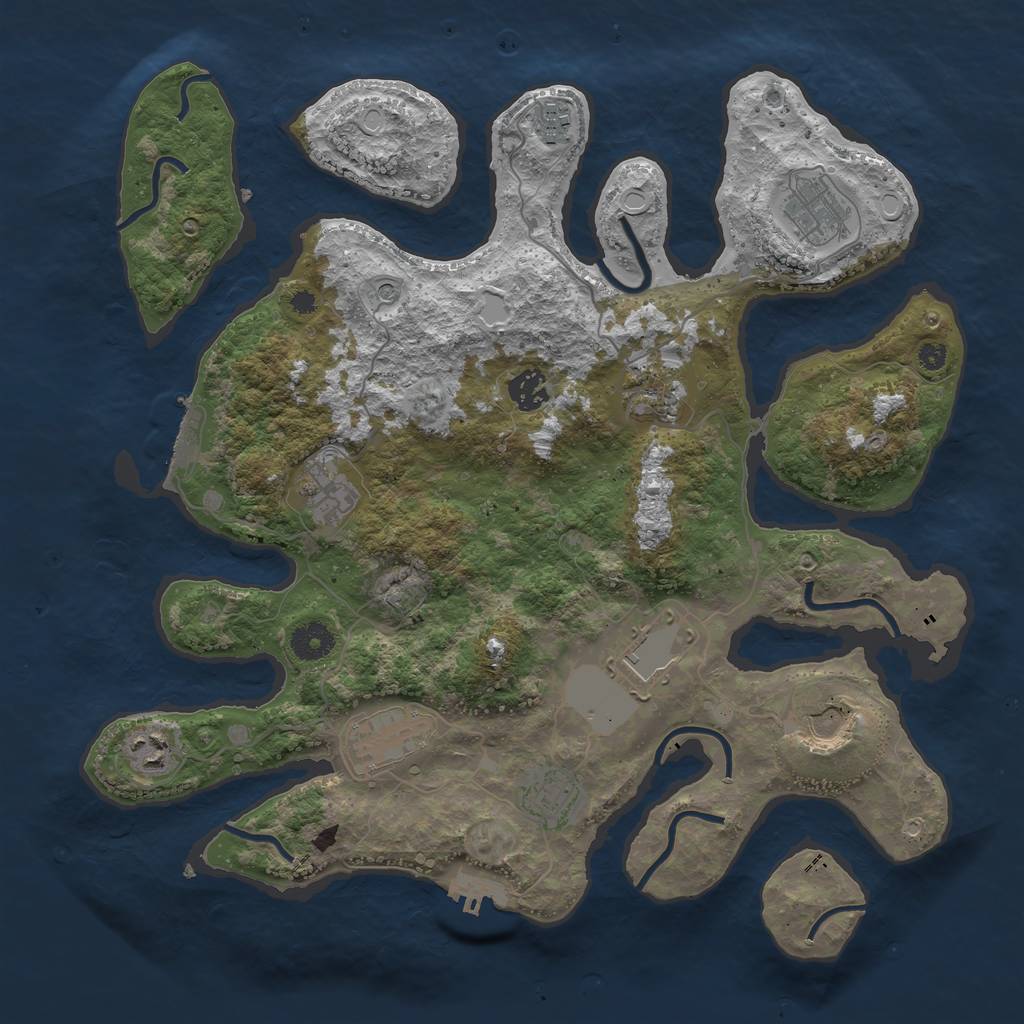 Rust Map: Procedural Map, Size: 3800, Seed: 1345746, 18 Monuments