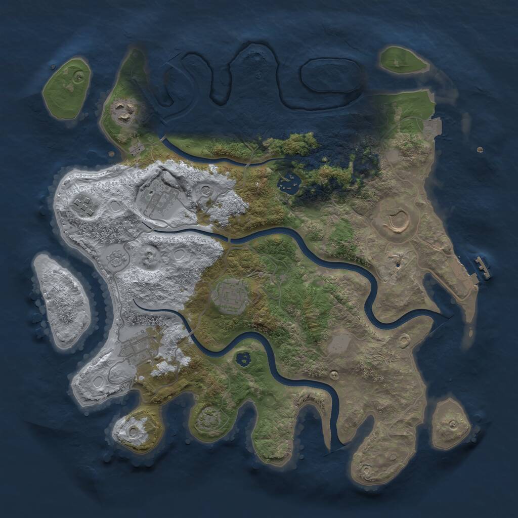 Rust Map: Procedural Map, Size: 3501, Seed: 36507, 12 Monuments