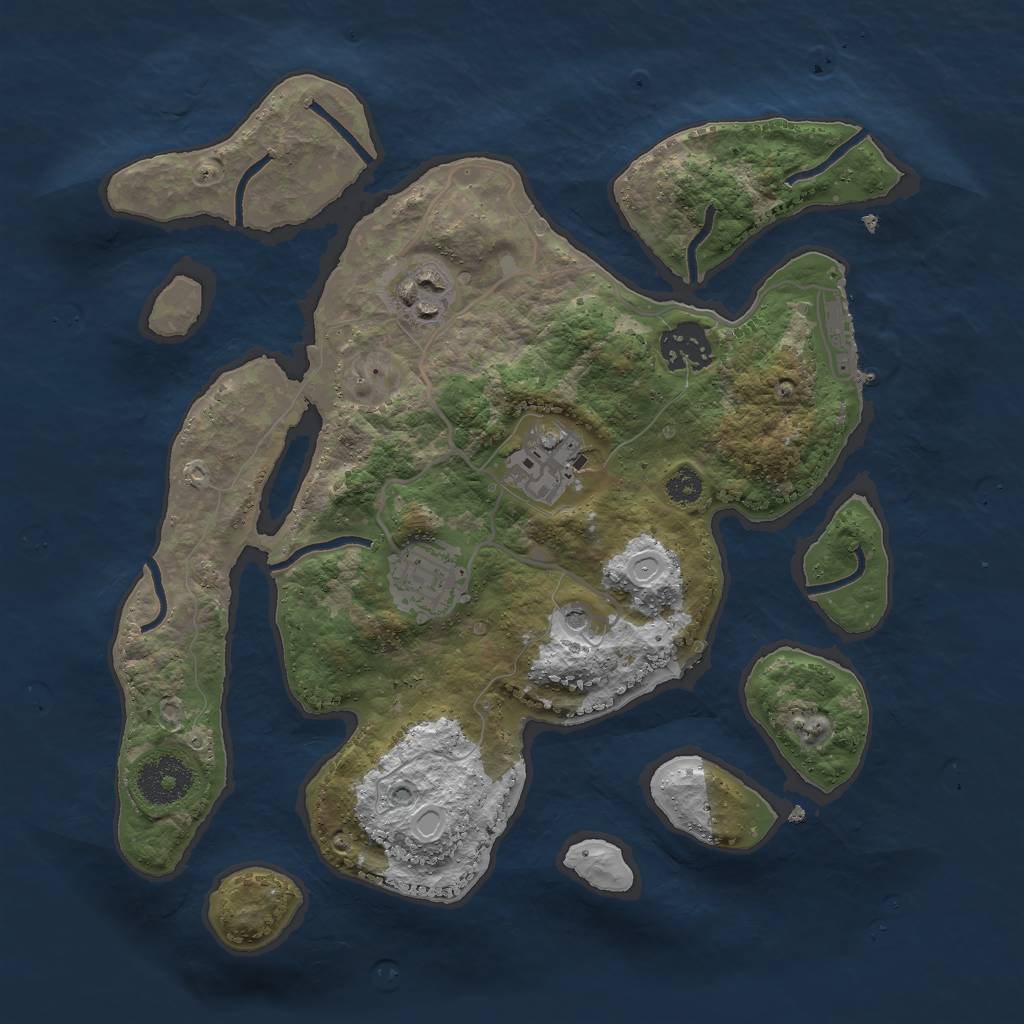 Rust Map: Procedural Map, Size: 3000, Seed: 48025647, 11 Monuments