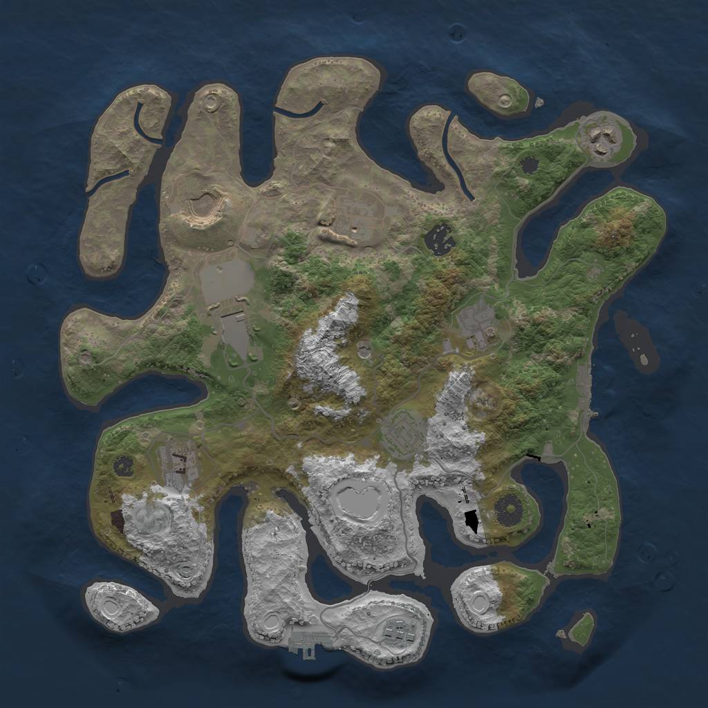 Rust Map: Procedural Map, Size: 3500, Seed: 58364, 17 Monuments