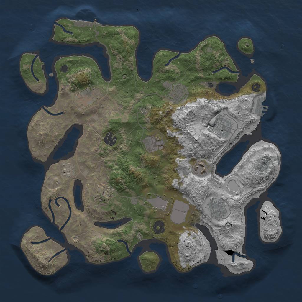 Rust Map: Procedural Map, Size: 3500, Seed: 381418014, 18 Monuments