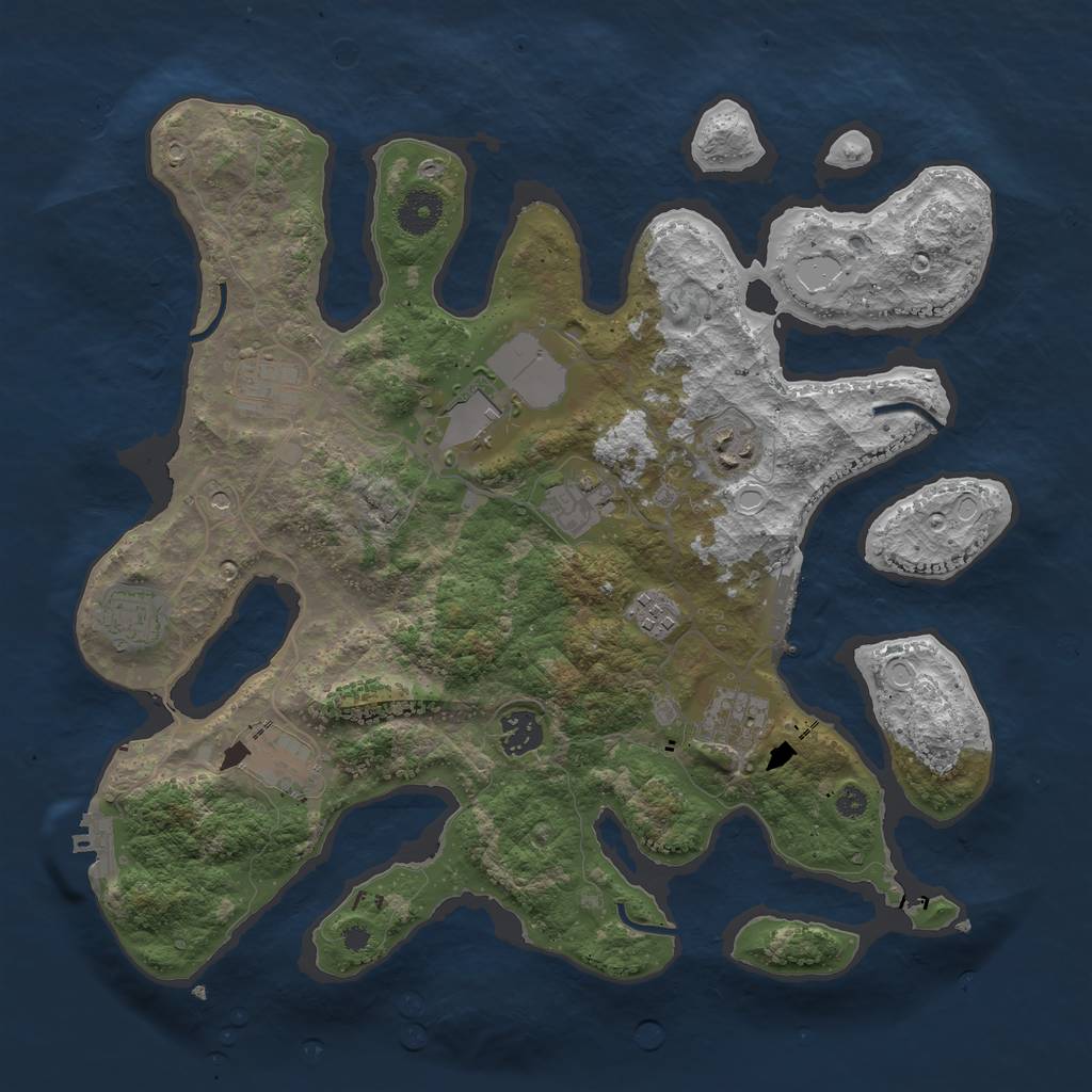 Rust Map: Procedural Map, Size: 3700, Seed: 449876403, 17 Monuments