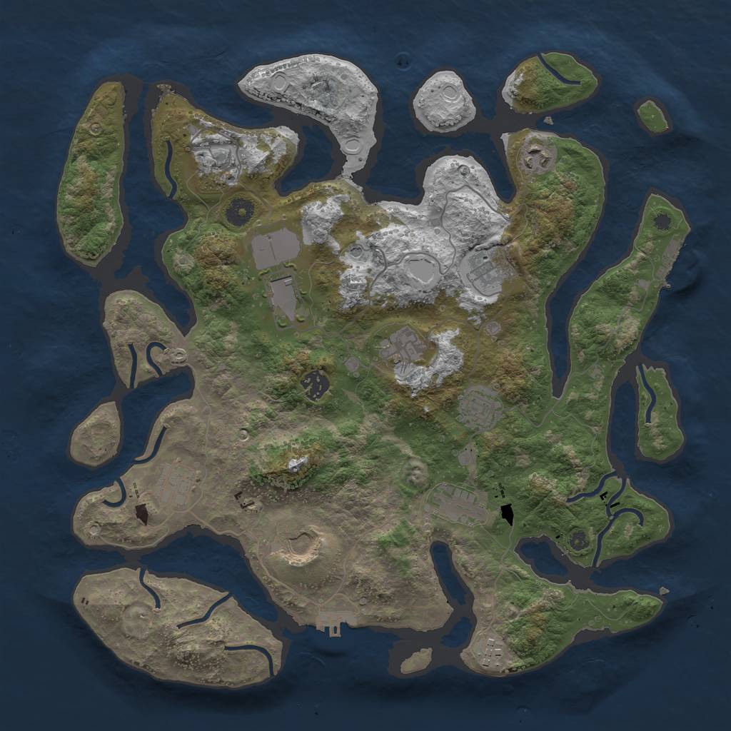 Rust Map: Procedural Map, Size: 3950, Seed: 2112834568, 19 Monuments
