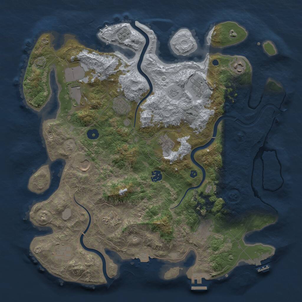 Rust Map: Procedural Map, Size: 3950, Seed: 2112834568, 17 Monuments