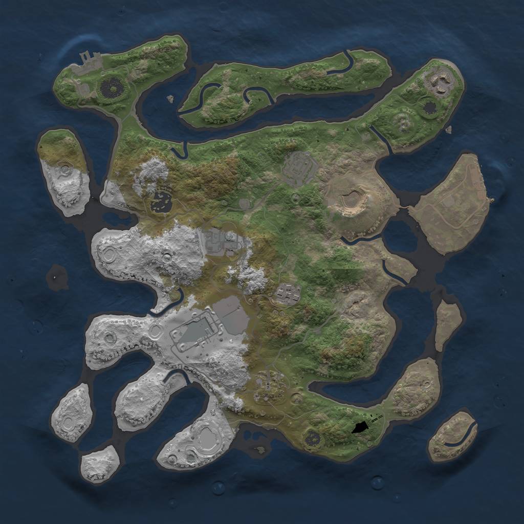 Rust Map: Procedural Map, Size: 3550, Seed: 5595455, 16 Monuments