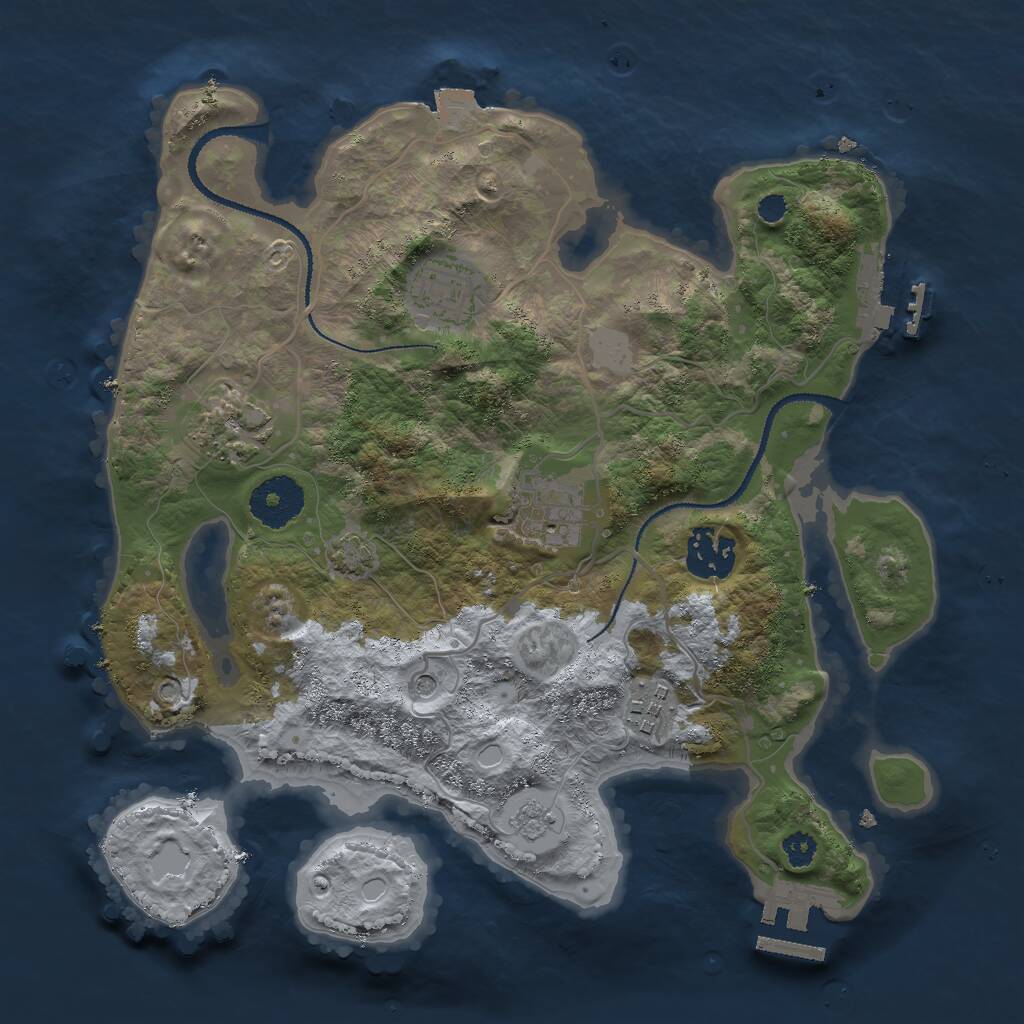 Rust Map: Procedural Map, Size: 3000, Seed: 36758, 11 Monuments