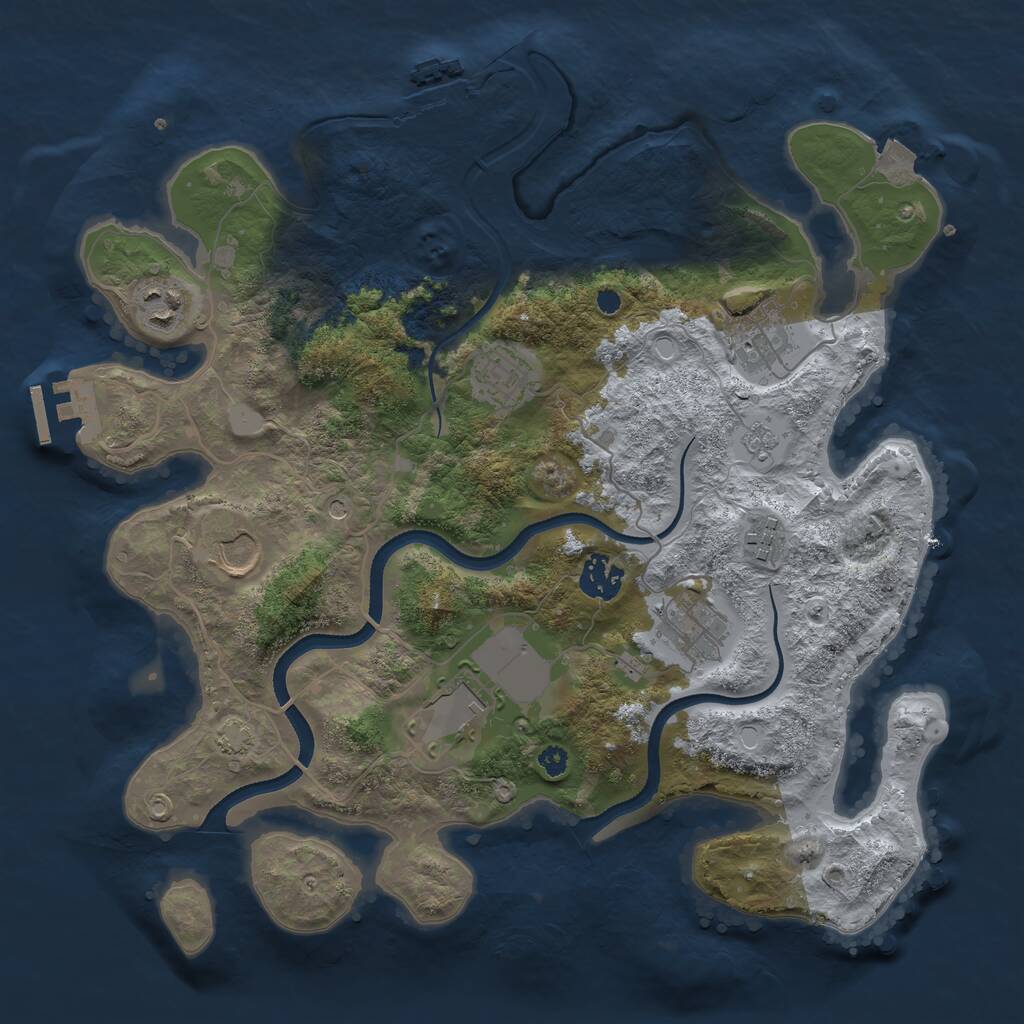 Rust Map: Procedural Map, Size: 3500, Seed: 1573612148, 14 Monuments
