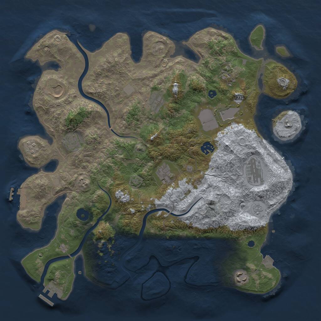 Rust Map: Procedural Map, Size: 3850, Seed: 447541011, 16 Monuments