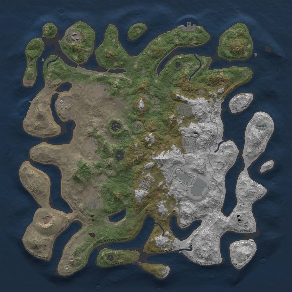 Rust Map: Procedural Map, Size: 4500, Seed: 1638320178, 19 Monuments
