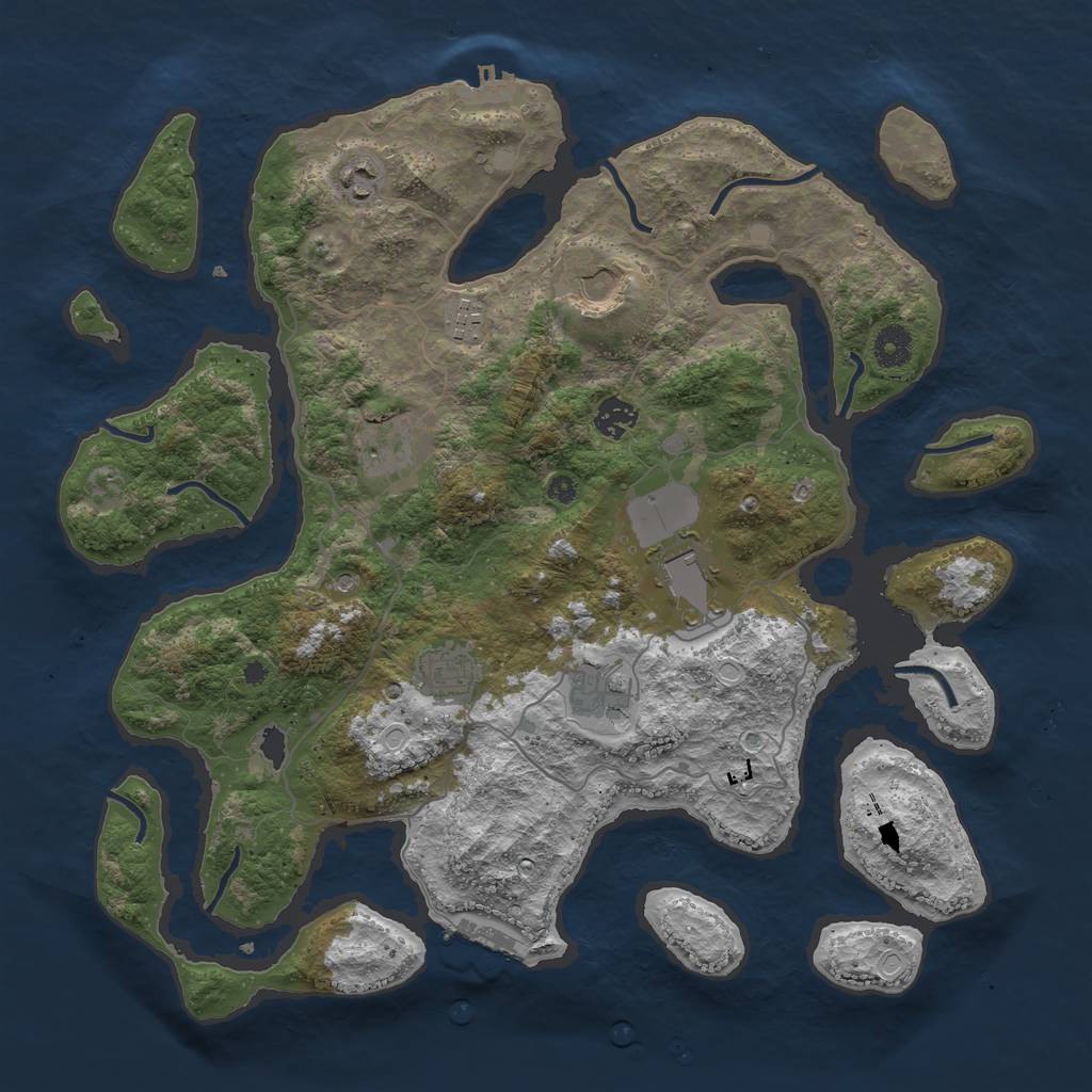 Rust Map: Procedural Map, Size: 4000, Seed: 564734, 16 Monuments
