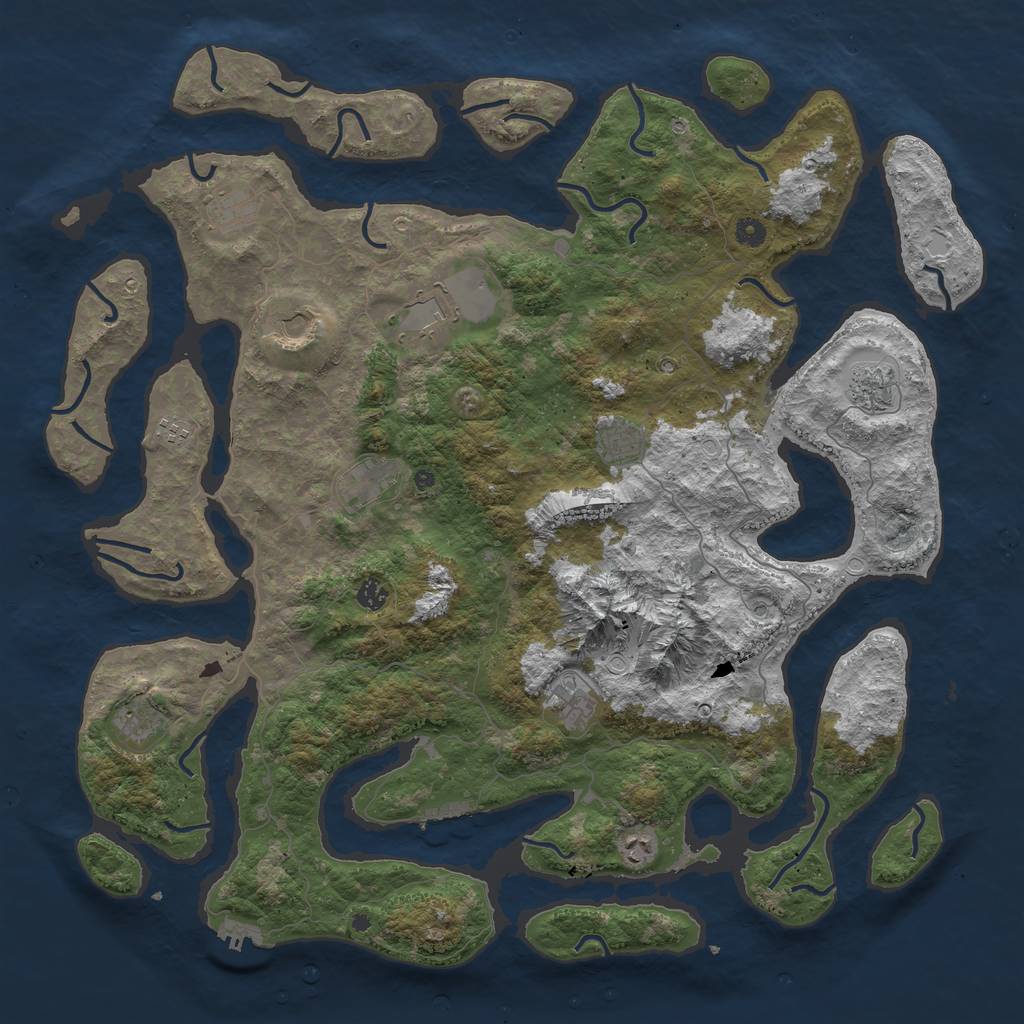 Rust Map: Procedural Map, Size: 5000, Seed: 46747895, 19 Monuments