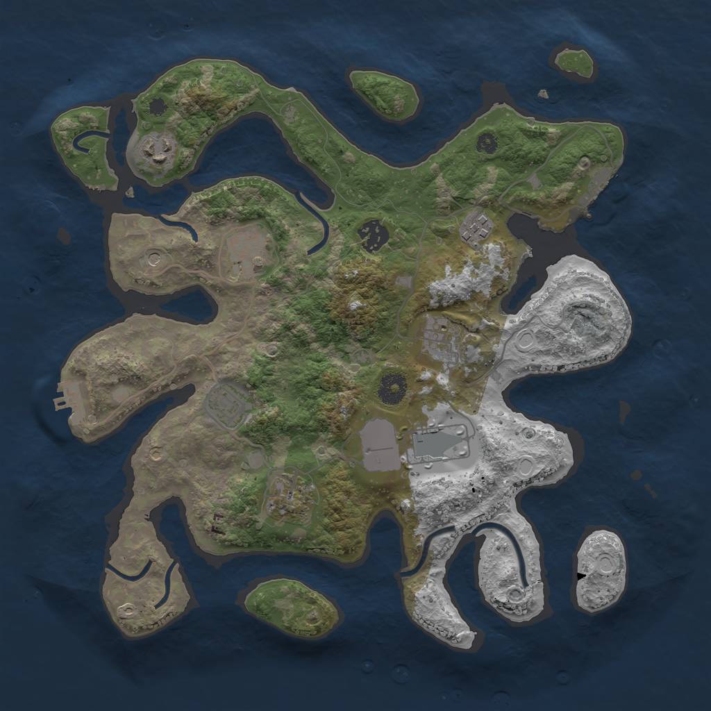 Rust Map: Procedural Map, Size: 3500, Seed: 9162021, 16 Monuments