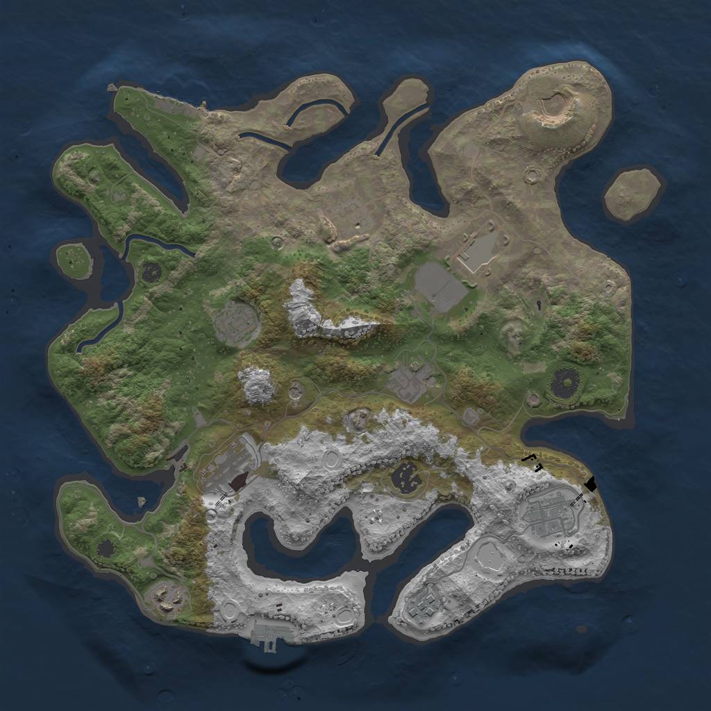 Rust Map: Procedural Map, Size: 3600, Seed: 629989530, 18 Monuments