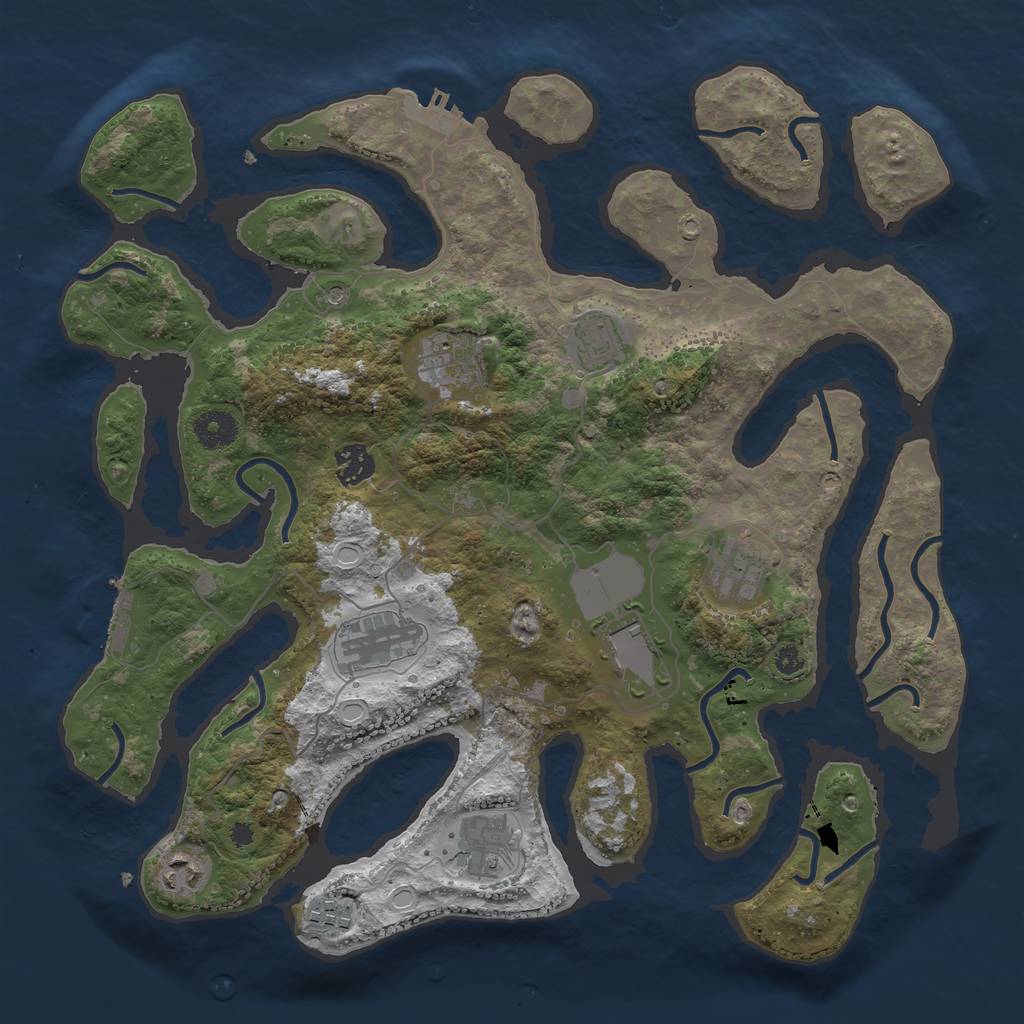 Rust Map: Procedural Map, Size: 3750, Seed: 566606068, 17 Monuments