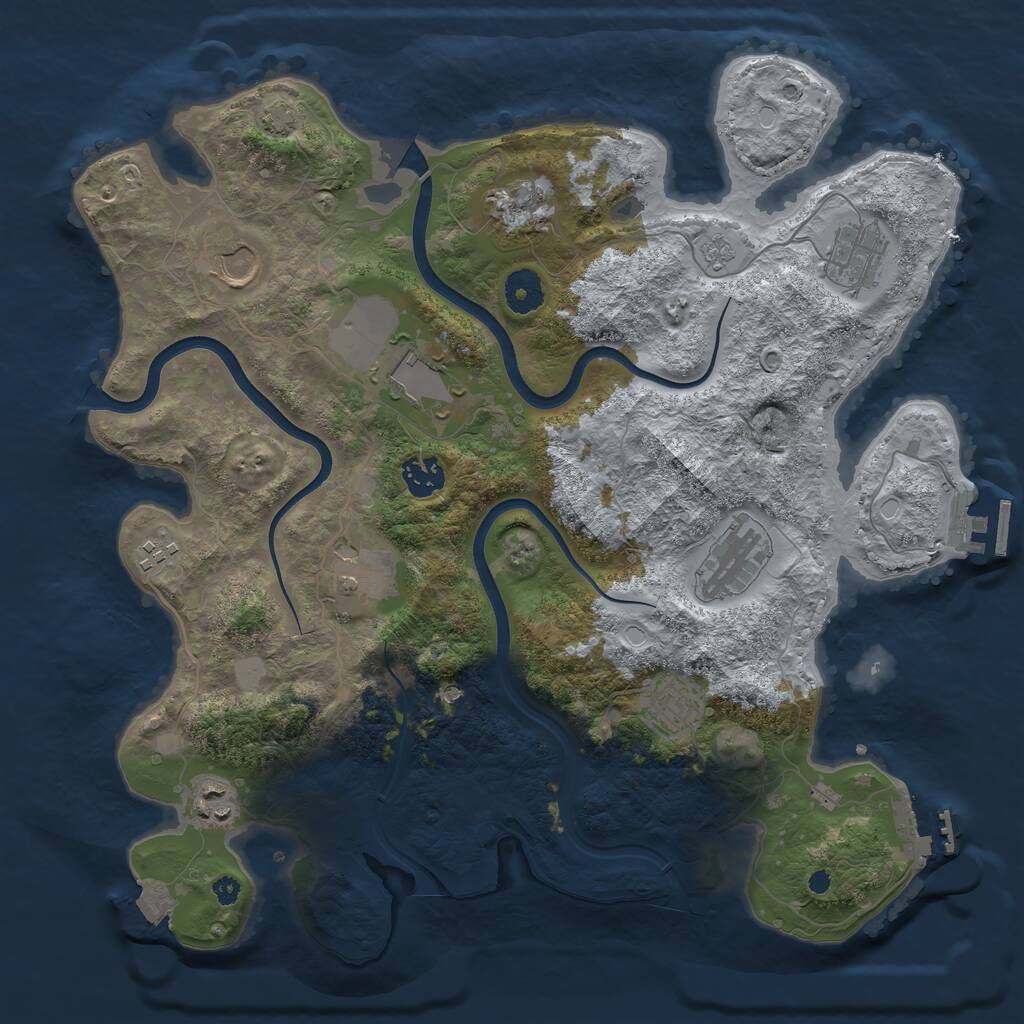 Rust Map: Procedural Map, Size: 3700, Seed: 1020152267, 16 Monuments