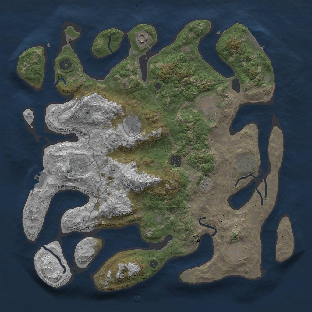 Rust Map: Procedural Map, Size: 4000, Seed: 213214, 16 Monuments