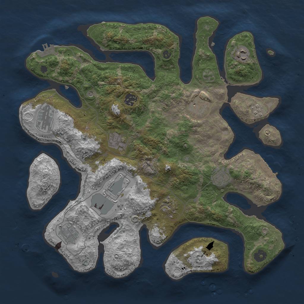 Rust Map: Procedural Map, Size: 3700, Seed: 1502148315, 18 Monuments