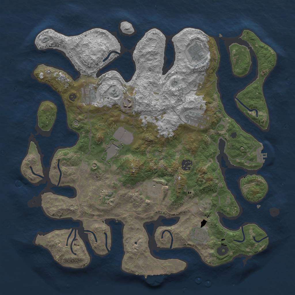 Rust Map: Procedural Map, Size: 4001, Seed: 13763, 17 Monuments