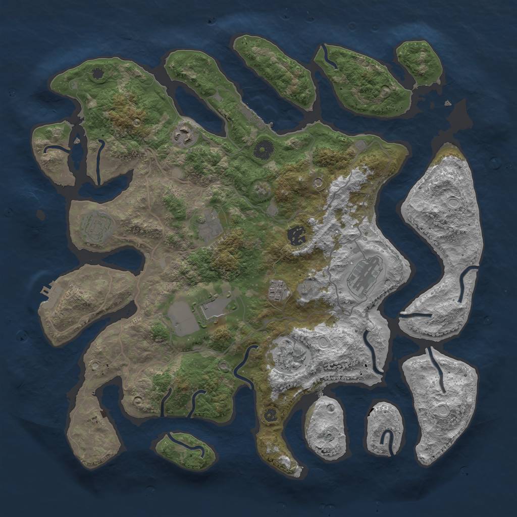 Rust Map: Procedural Map, Size: 4000, Seed: 9162021, 16 Monuments