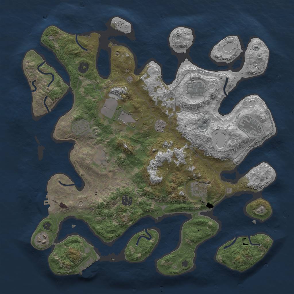Rust Map: Procedural Map, Size: 4000, Seed: 75481359, 17 Monuments