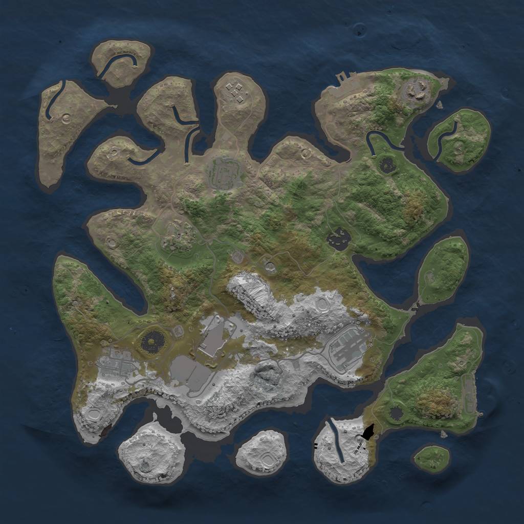 Rust Map: Procedural Map, Size: 3502, Seed: 13891, 16 Monuments