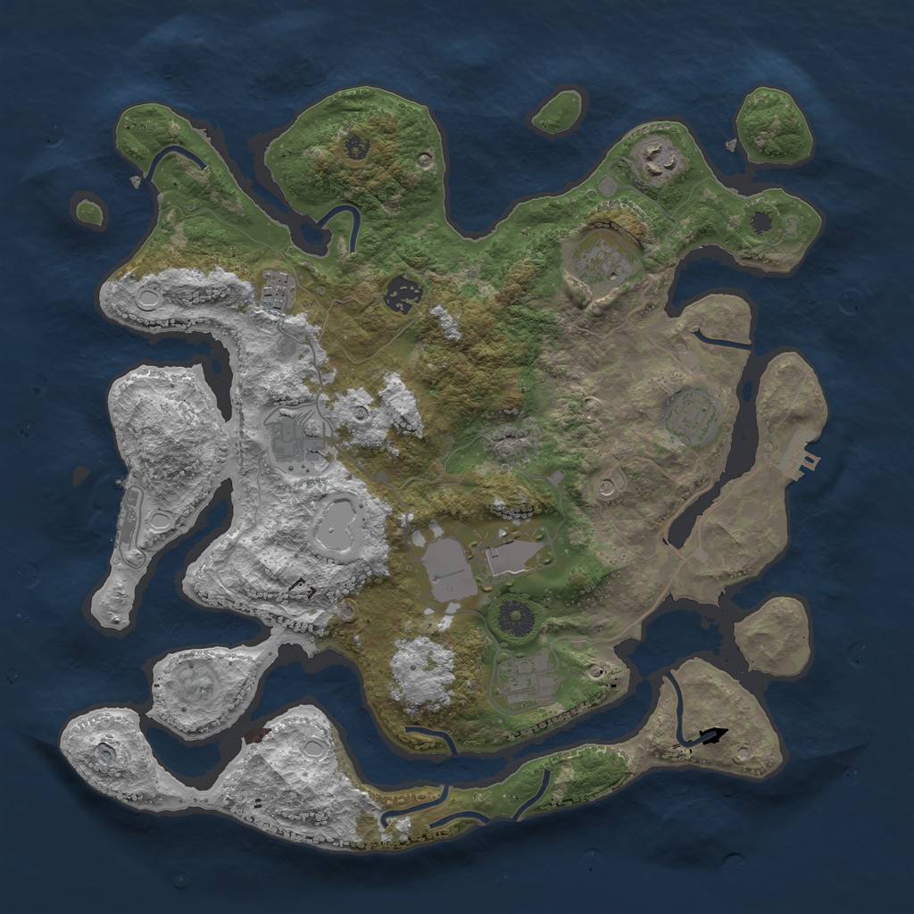 Rust Map: Procedural Map, Size: 3750, Seed: 916756731, 16 Monuments