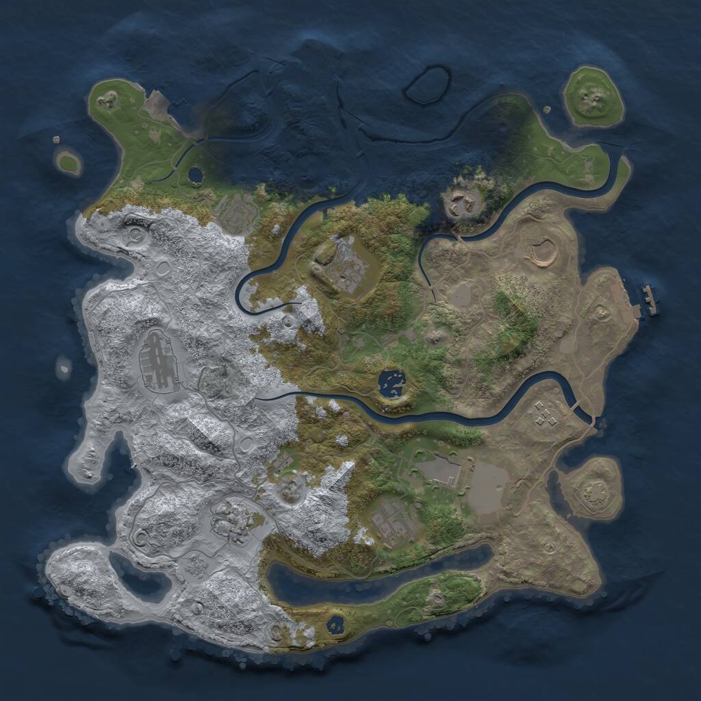 Rust Map: Procedural Map, Size: 3750, Seed: 916756731, 16 Monuments