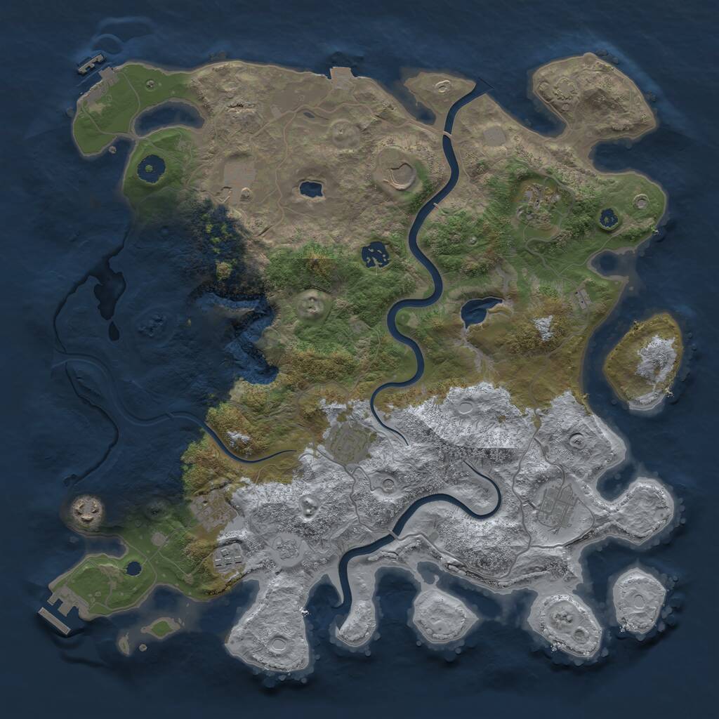Rust Map: Procedural Map, Size: 4000, Seed: 8675, 15 Monuments