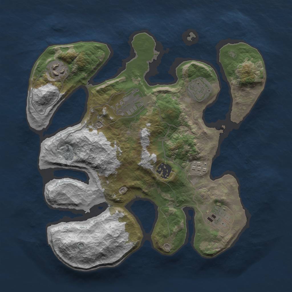Rust Map: Barren, Size: 3000, Seed: 95, 9 Monuments