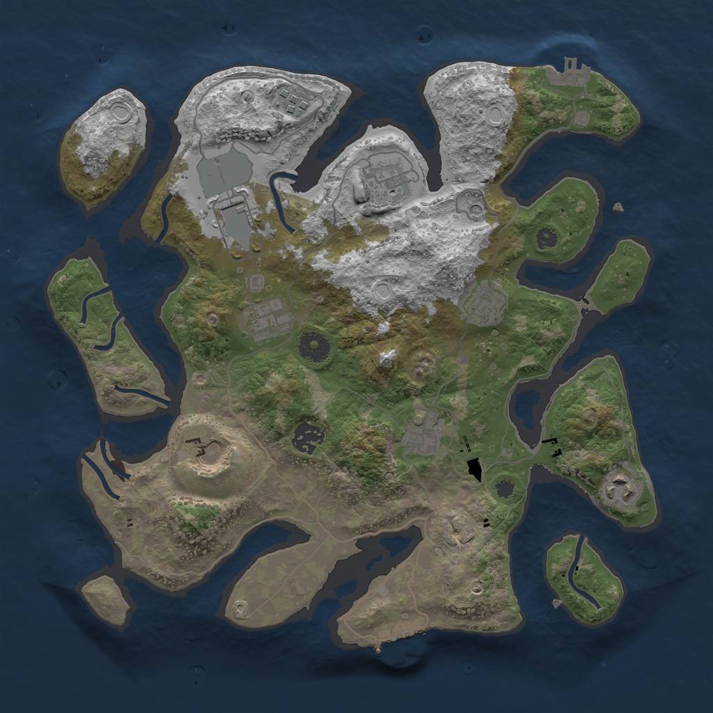 Rust Map: Procedural Map, Size: 3500, Seed: 24523, 17 Monuments