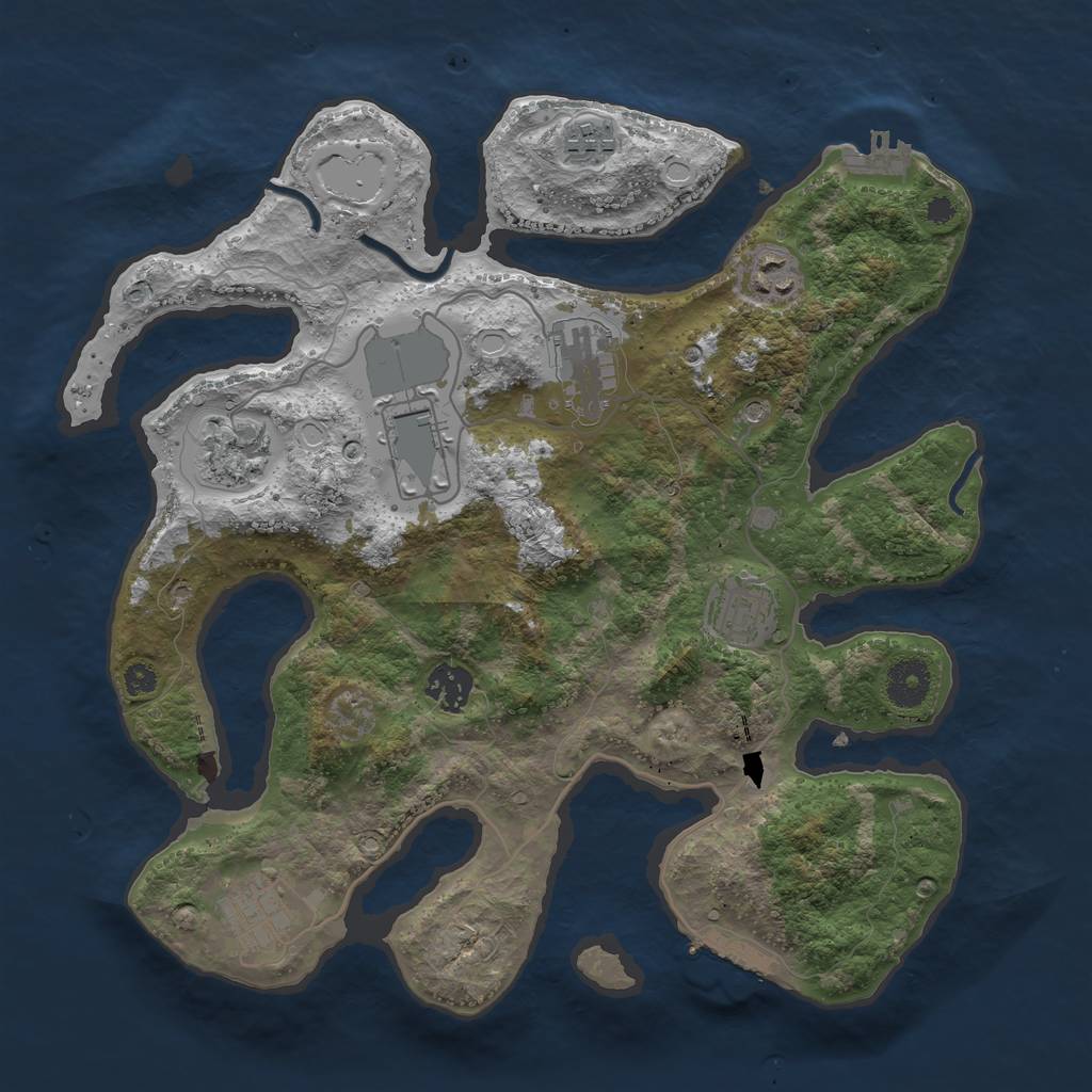 Rust Map: Procedural Map, Size: 3500, Seed: 1746884992, 16 Monuments